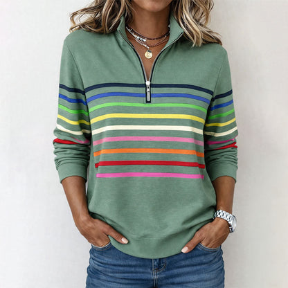 Valentina Rossi Striped Half-Zip Sweatshirt