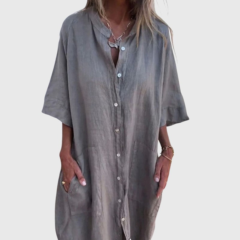 Valentina Rossi Button-Up Shirt Dress