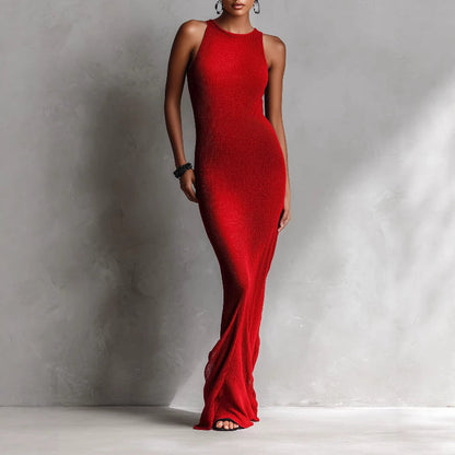 Valentina Rossi Sleeveless Ribbed Maxi Dress