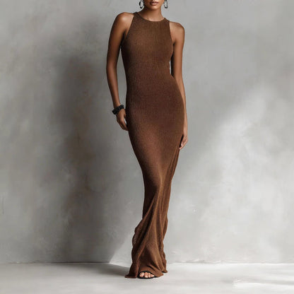 Valentina Rossi Sleeveless Ribbed Maxi Dress