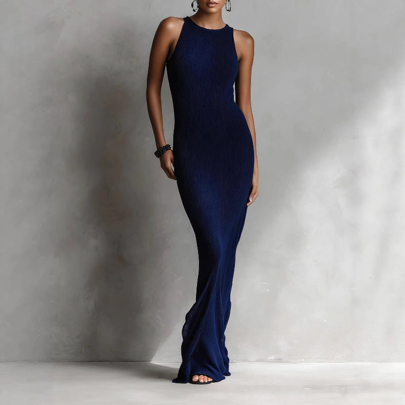 Valentina Rossi Sleeveless Ribbed Maxi Dress