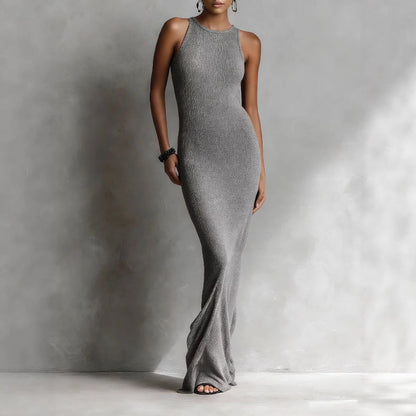 Valentina Rossi Sleeveless Ribbed Maxi Dress
