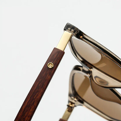 Vintage Oversized Woodgrain Sunglasses