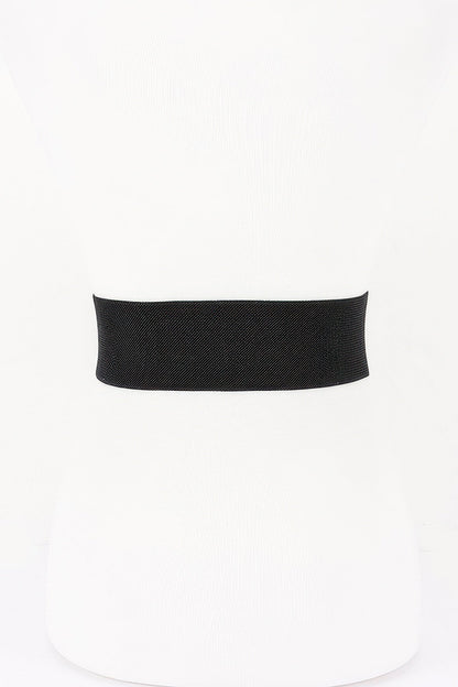 Vegan Leather Metal Buckle Elastic Belt