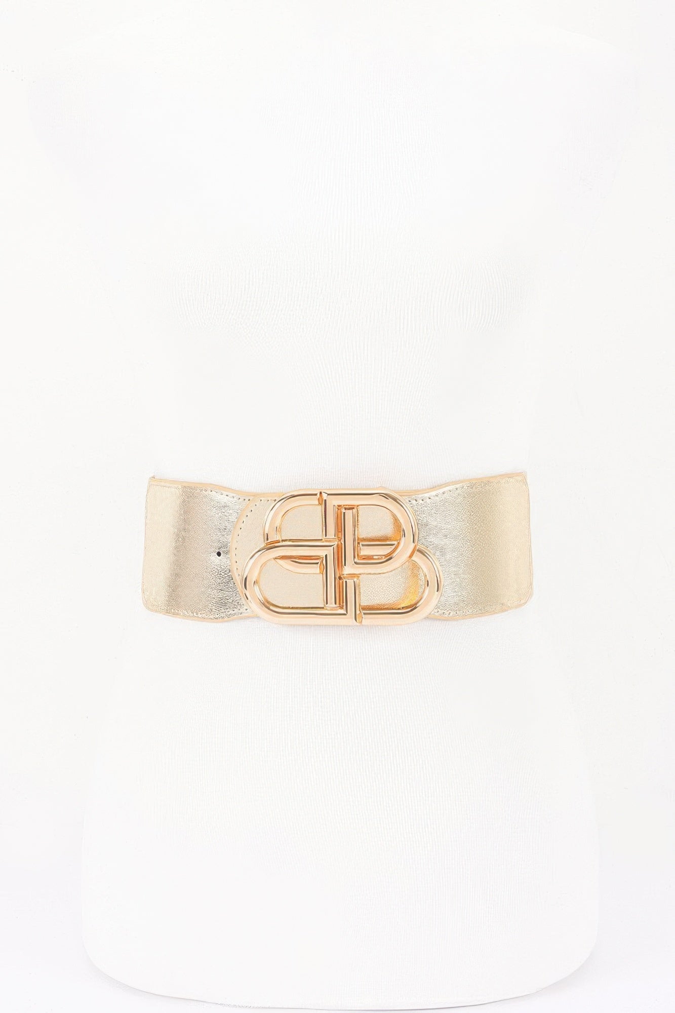 Vegan Leather Metal Buckle Elastic Belt