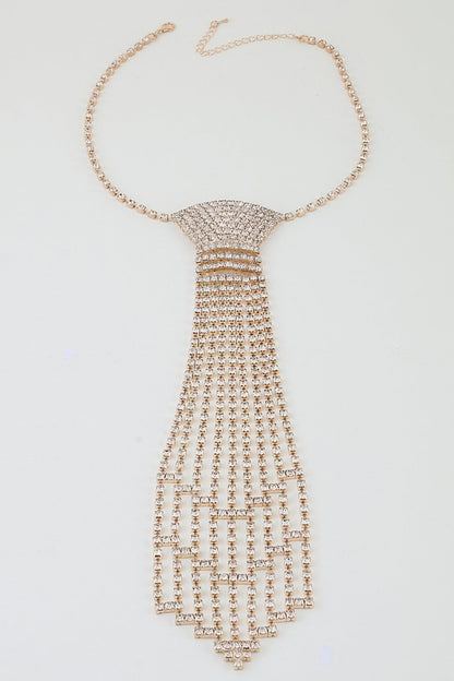Bejeweled Tie Drop Necklace