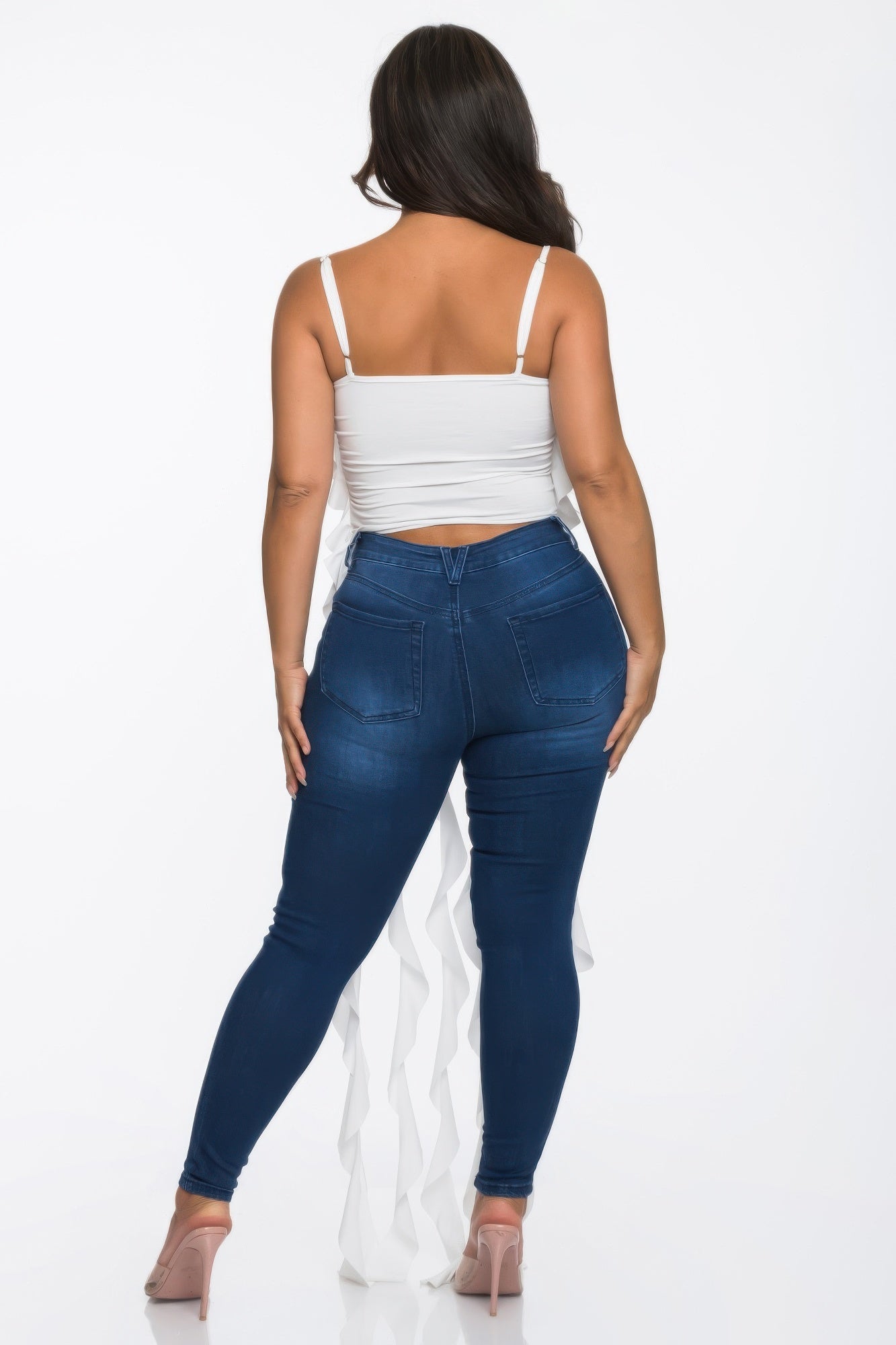 Solid Ruffle Casual Crop Top