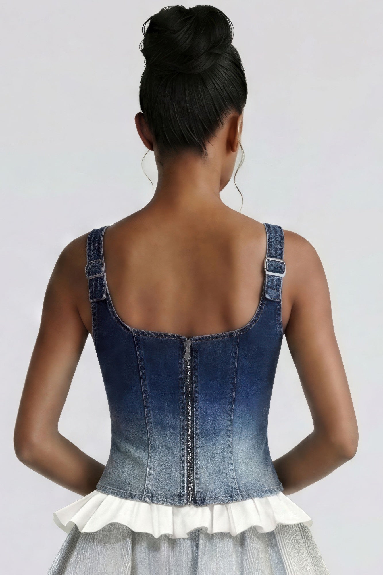 Rebel Stitch Lace-up Denim Corset Top
