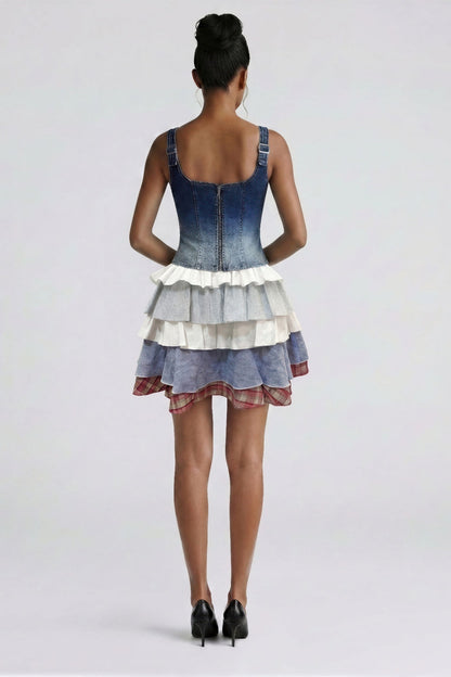 Rebel Stitch Lace-up Denim Corset Top