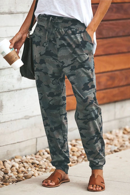 Rosiedress High Waist Drawstring Camo Casual Pants Camo