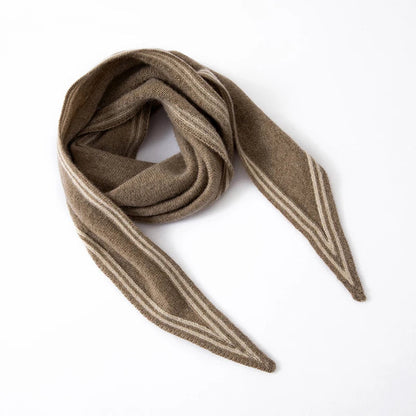 Women’s Cashmere Scarf with Contrast Stripe Trim