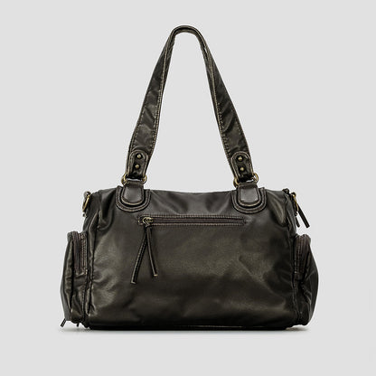 Women’s Casual Faux Leather Shoulder Bag with Multiple Pockets