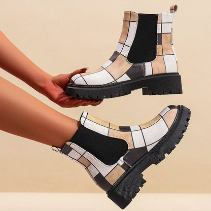 Women’s Chunky Chelsea Boots with Colorful Prints