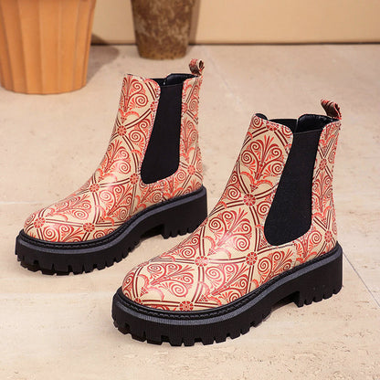 Women’s Chunky Chelsea Boots with Colorful Prints