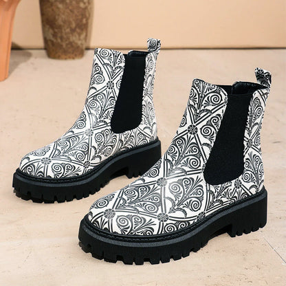 Women’s Chunky Chelsea Boots with Colorful Prints