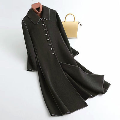 Women’s Double-Sided Long Coat with Rounded Collar