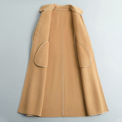 Women’s Double-Sided Long Coat with Rounded Collar