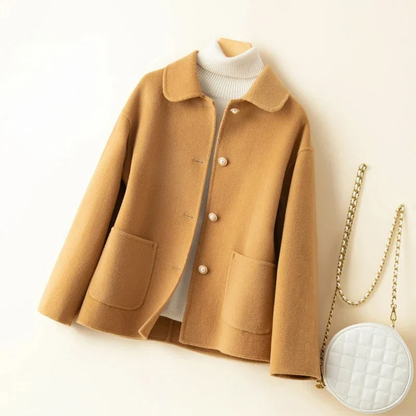 Women’s Double-Sided Wool Coat with Rounded Collar