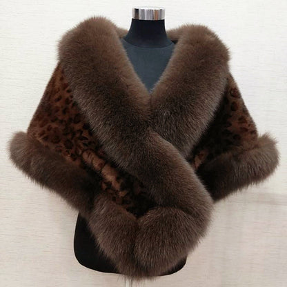 Women’s Faux Fur Cape Scarf with Wide Collar