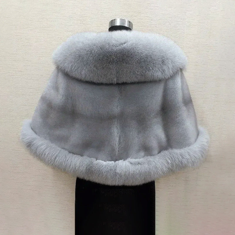 Women’s Faux Fur Cape Scarf with Wide Collar