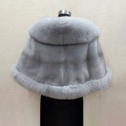 Women’s Faux Fur Cape Scarf with Wide Collar