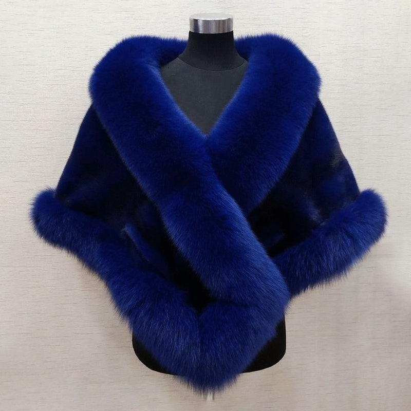 Women’s Faux Fur Cape Scarf with Wide Collar