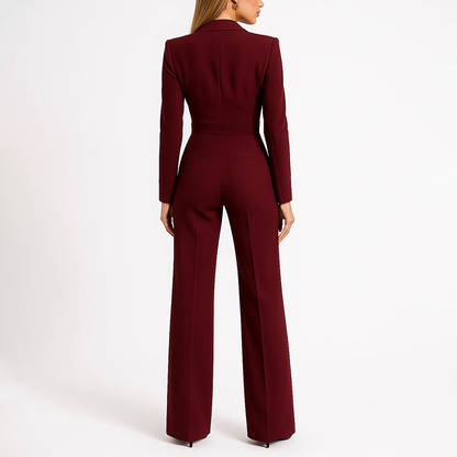 Women’s Formal Wide-Leg Jumpsuit with V-Neckline