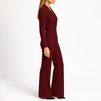 Women’s Formal Wide-Leg Jumpsuit with V-Neckline