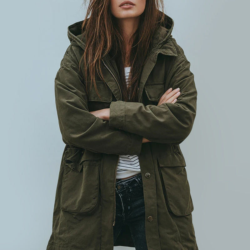 Women’s Hooded Casual Jacket with Front Pockets