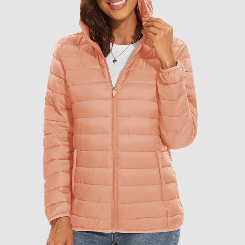 Women’s Hooded Puffer Jacket with Zip Pockets