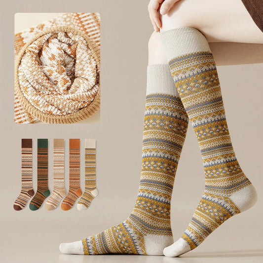 Women’s Knee-High Knit Socks with Decorative Pattern