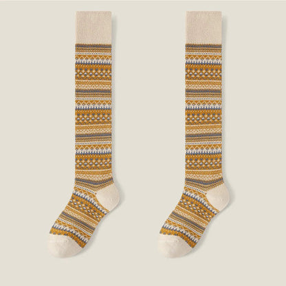 Women’s Knee-High Knit Socks with Decorative Pattern