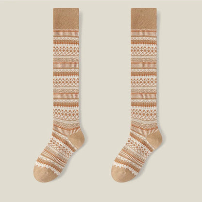Women’s Knee-High Knit Socks with Decorative Pattern