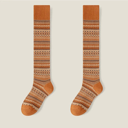 Women’s Knee-High Knit Socks with Decorative Pattern