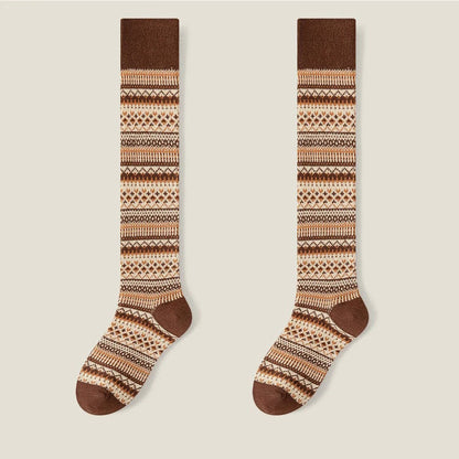Women’s Knee-High Knit Socks with Decorative Pattern