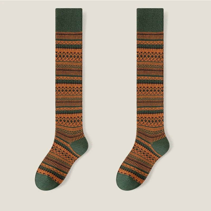 Women’s Knee-High Knit Socks with Decorative Pattern