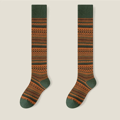 Women’s Knee-High Knit Socks with Decorative Pattern