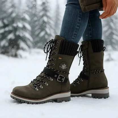 Women’s Lace-Up Winter Boots with Knit Collar