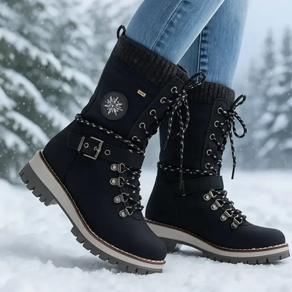 Women’s Lace-Up Winter Boots with Knit Collar