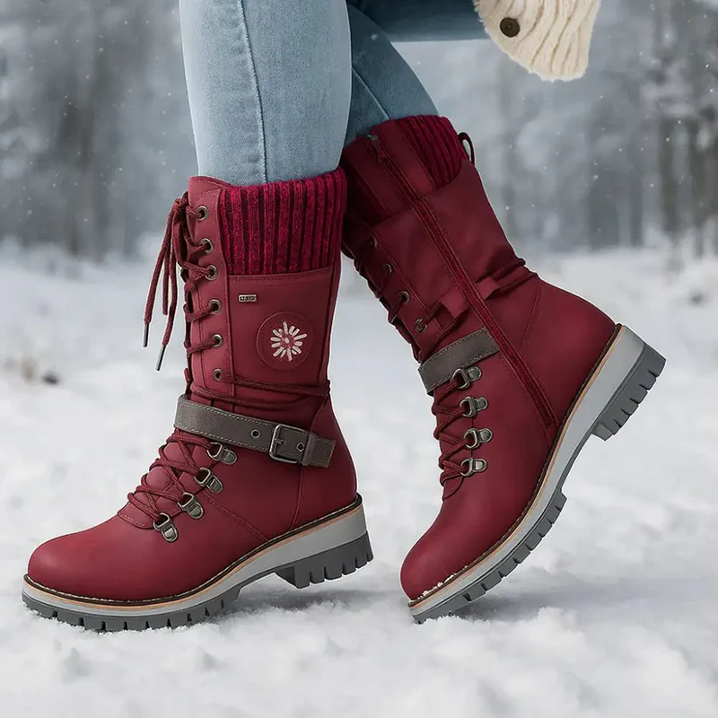 Women’s Lace-Up Winter Boots with Knit Collar