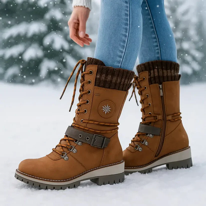 Women’s Lace-Up Winter Boots with Knit Collar