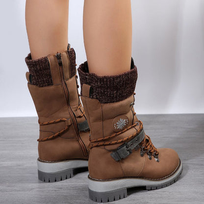 Women’s Lace-Up Winter Boots with Knit Collar