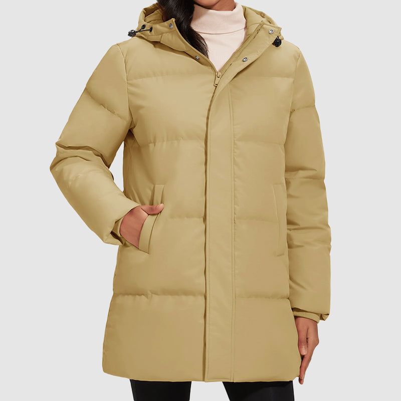 Women’s Long Quilted Puffer Jacket with Down Filling