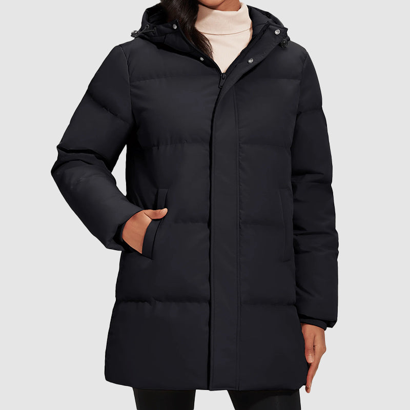 Women’s Long Quilted Puffer Jacket with Down Filling