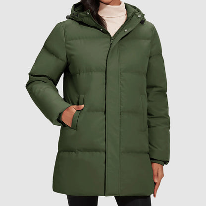 Women’s Long Quilted Puffer Jacket with Down Filling