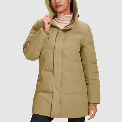 Women’s Long Quilted Puffer Jacket with Down Filling