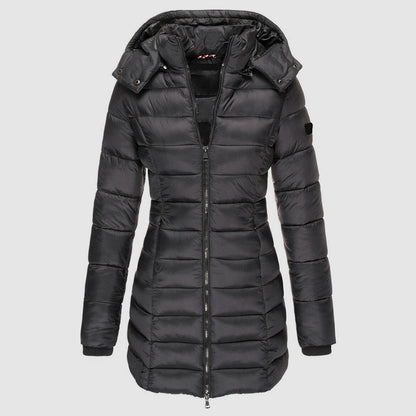 Women’s Long Slim-Fit Puffer Jacket with Hood