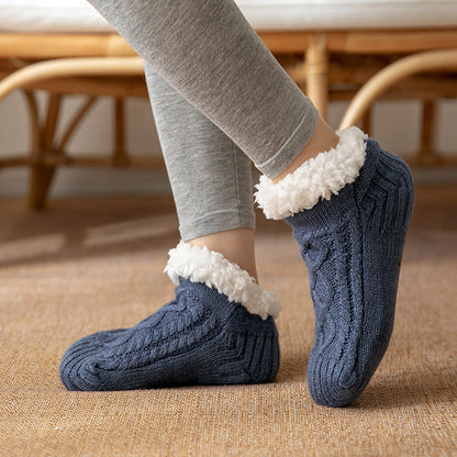 Women’s Non-Slip Slipper Knit Socks with Inner Lining