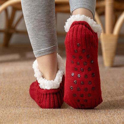 Women’s Non-Slip Slipper Knit Socks with Inner Lining
