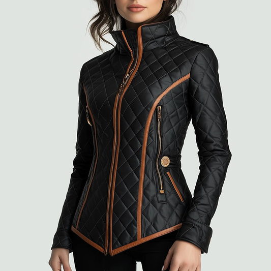 Women’s Slim-Fit Quilted Jacket with Contrast Edging